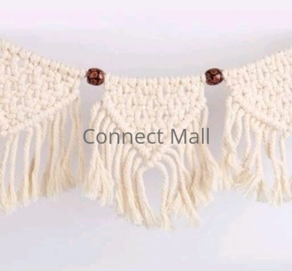 Macrame Handmade Handicraft OffWhite Wall Hanging/ Wall Decor 5.7 inch long Toran for living and Room - Free Size, Handicraft, Totan, Pack of1